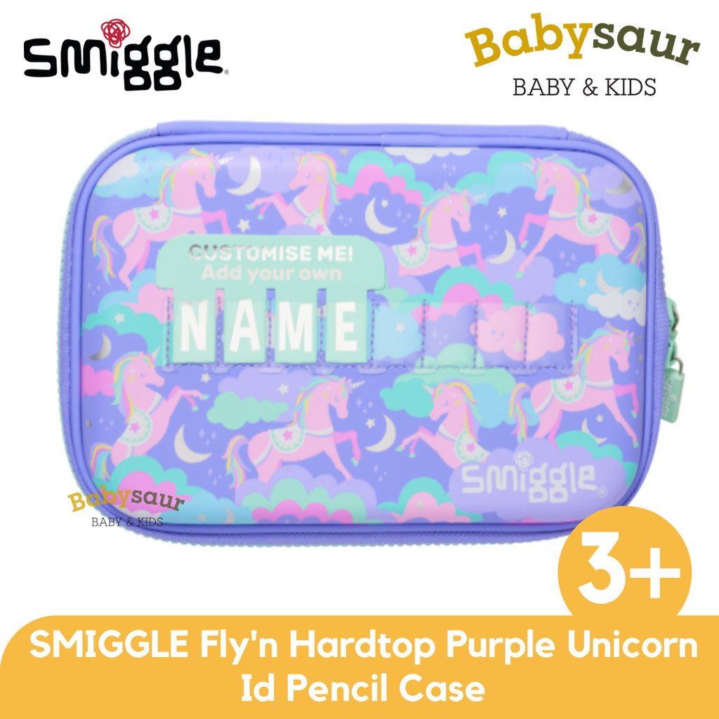 

SMIGGLE Fly'n Hardtop Purple Unicorn Id Pencil Case Peralatan Sekolah Tempat Pensil Anak Perempuan