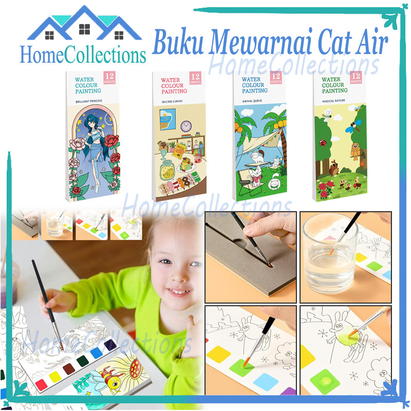 

Buku Melukis Mewarnai Cat Air 12 Lembar/Buku Mewarnai Catatan Cat Air/Buku Mewarnai Cat Air Kreatif