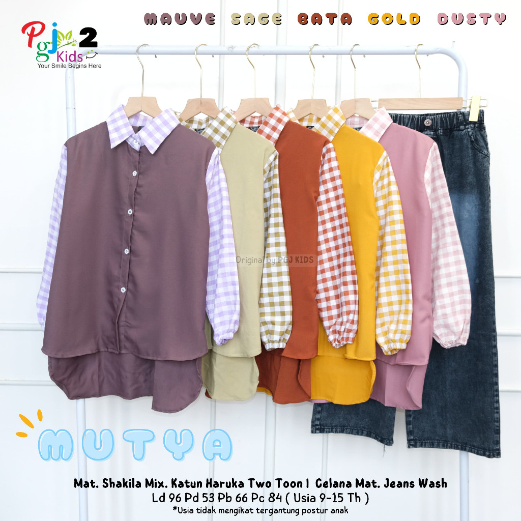 [BISA COD] MUTYA SETELAN CELANA JEANS REMAJA USIA 9-15 TAHUN MATT ATASAN SHAKILA MIX KATUN HARUKA + 