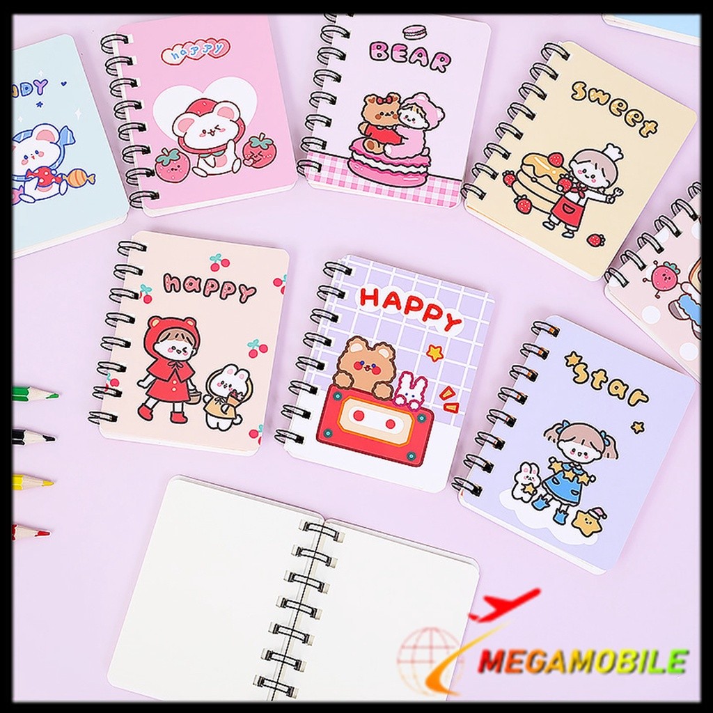 

MM - Notebook Ring Motif Kartun Buku Catatan Memo Spiral Buku Tulis Mini Binder Karakter Murah