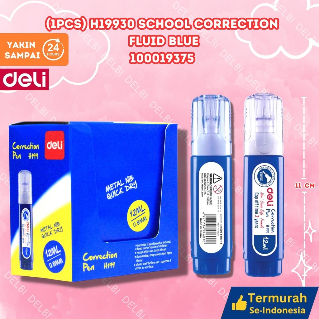 

TIP EX CAIR H19930 DELI / CORRECTION PEN UJUNG BESI METAL NIB / CORRECTION FLUID DELI TIP (1PCS) H19930 School Correction Fluid BLUE EX GEPENG