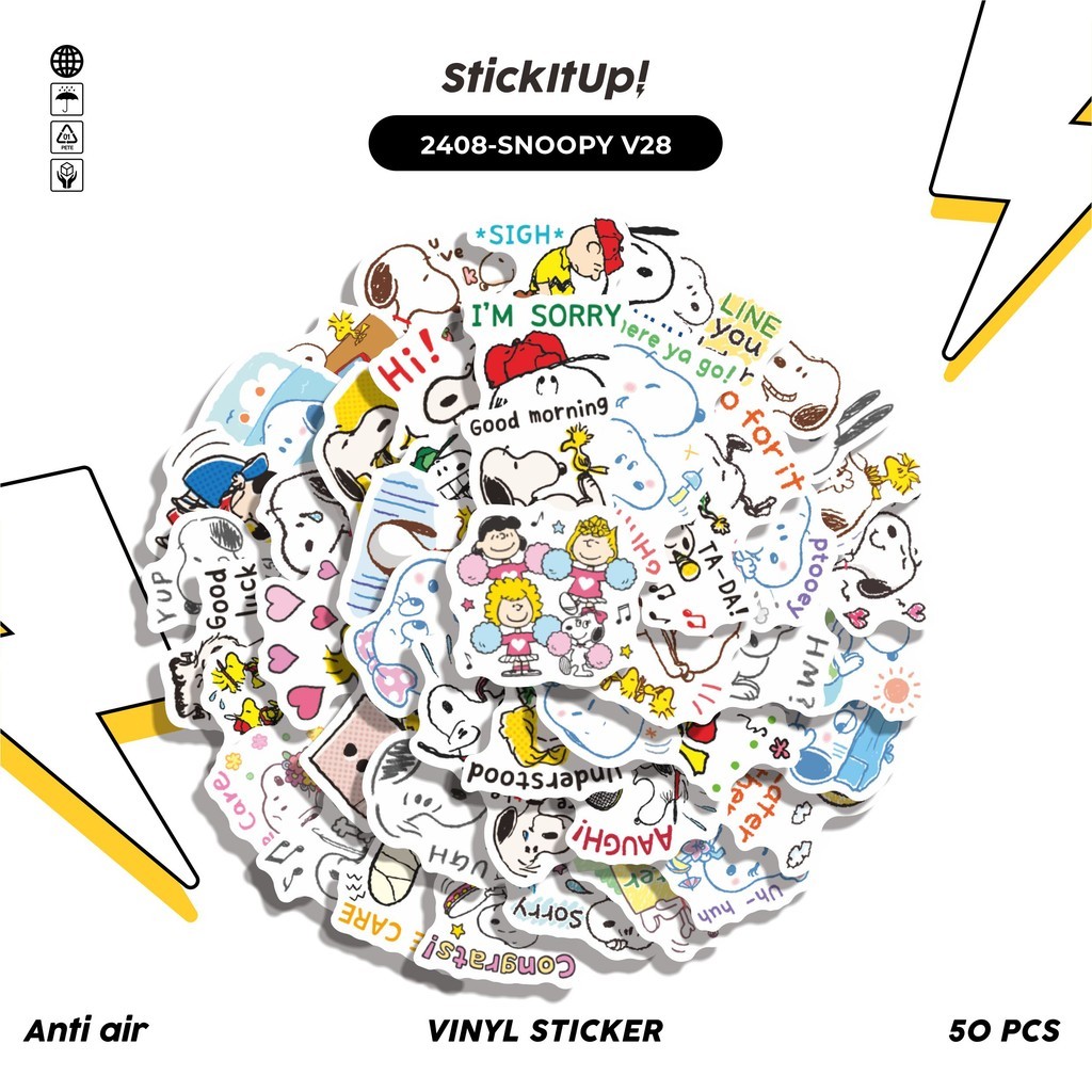 

COD✨ 50 Pcs Stiker SNOOPY V28 Lucu Anti Air Untuk Dekorasi Notebook Sepeda Skateboard Handphone DIY