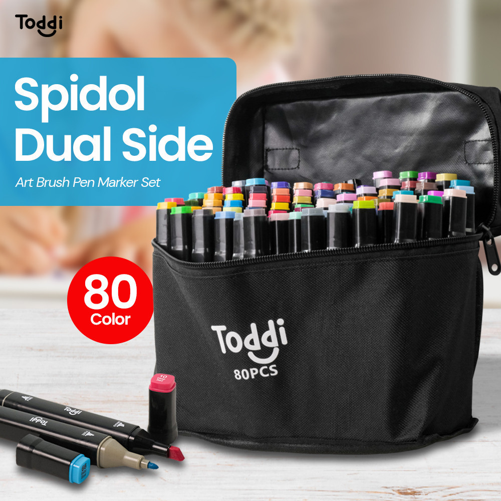 

Toddi Spidol Dual Side Fine Art Brush Pen Art Marker Set 80 Color - HL270 - Black - 7CTH4LBK