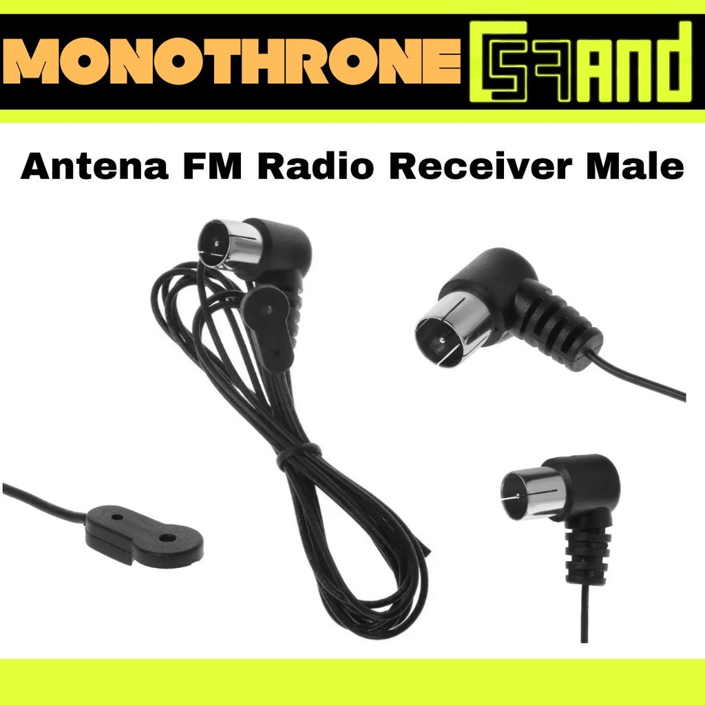 Antena FM Radio 75 Ohm Unbal Male Konektor Adapter Stereo Antena Indoor Sony Pioneer Yamaha