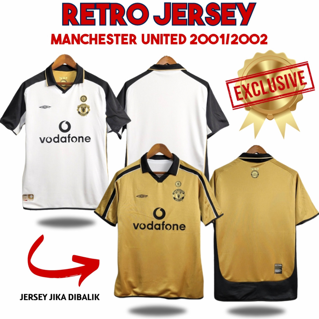 Jersey Mu Bolak Balik 2001 2002 RETRO Baju Bola Manchester United Reversible Away