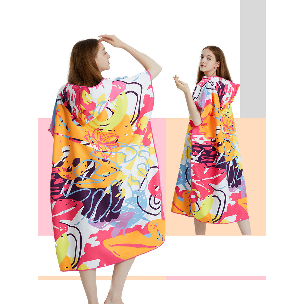 Surf Poncho Towel Poncho Quick-Dry Towel Hoodie Microfiber Beach Robe Changing Poncho Swim Towel Bea
