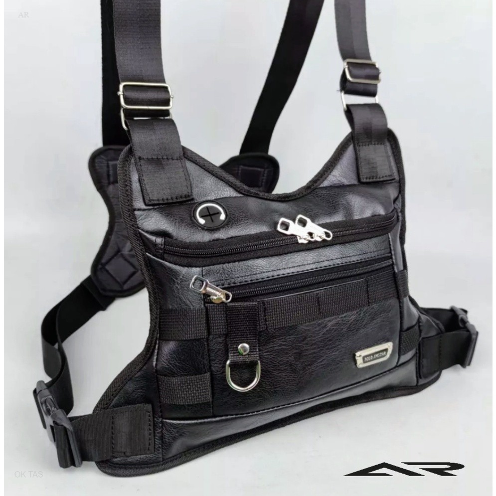 Tas Selempang Pria POLO AMSTAR Chestbag Series USS One Slingbag PU Leather Tas Dada Tas Rompi Kulit