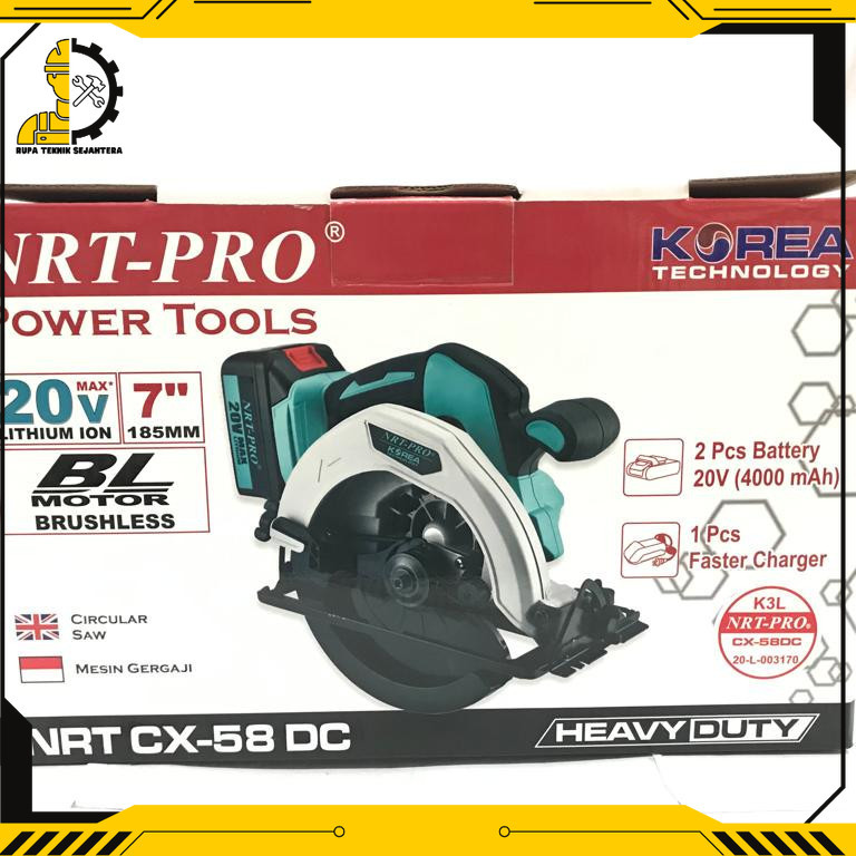 CIRCULAR SAW CORDLESS / MESIN POTONG SIRKEL BATERAI 7" CX 58 DC NRT-PRO