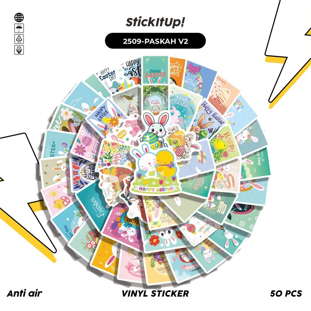 

COD✨ 50 Pcs Stiker PASKAH V2 Lucu Anti Air Untuk Dekorasi Notebook Sepeda Skateboard Handphone DIY