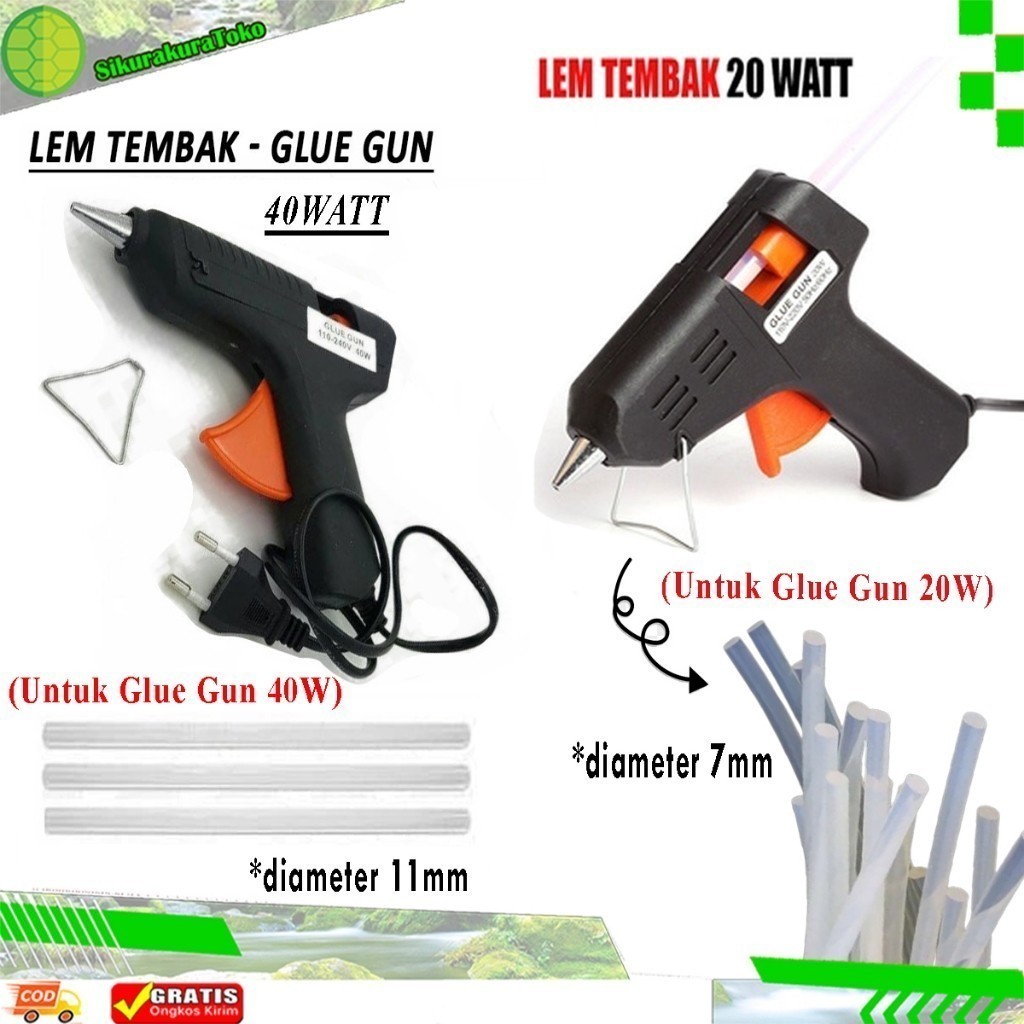 (SKR) [95 gr] Glue Gun 20 Watt  - Lem Tembak Cepat Panas Gluegun 40 W