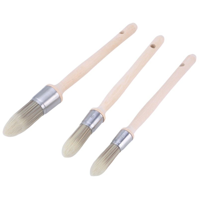 

Durability Synthetic Sash Paint Brush 3Pieces Round Paint Brush Trim Paint Brush For Smooth Coverage On Various Surfaces