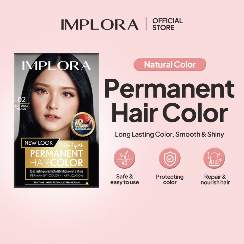 Implora New Permanent Hair Color Pewarna Rambut Light Ash Grey Dark Blonde Bleaching Natural Black D