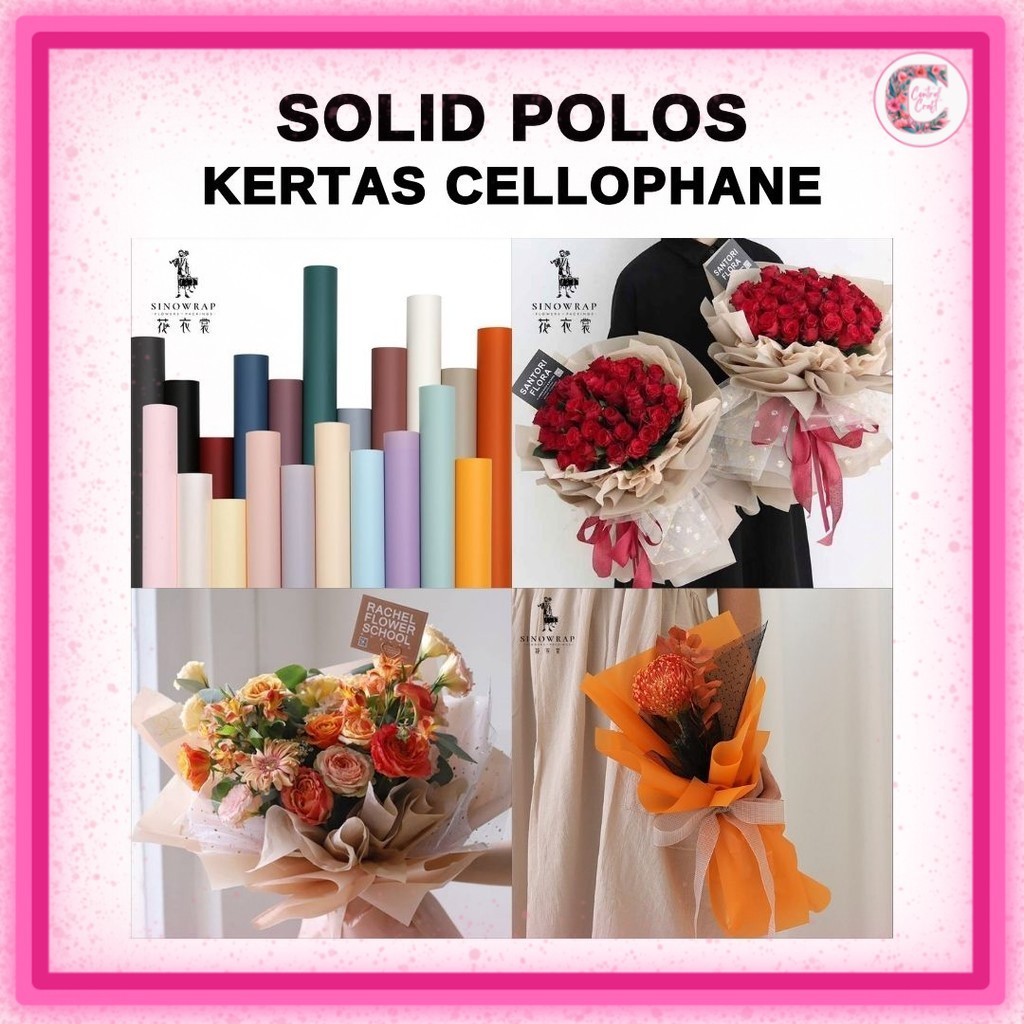 

(20 LEMBAR) Flower Wrapping SOLID POLOS Cellophane / Kertas Buket Bunga