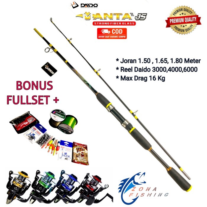 Set Joran Pancing Laut Dasaran DAIDO 16 Kg Reel 3000 1.65m - 2000, 150 Cm