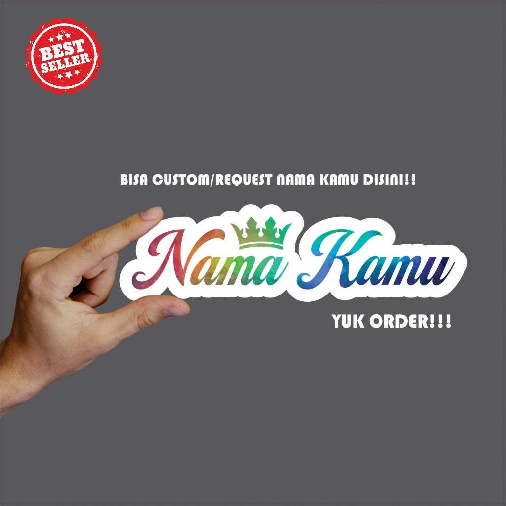 Stiker Custom Request Nama Sendiri Sticker Nama Stiker Nama Waterproof Hologram Custom Nama