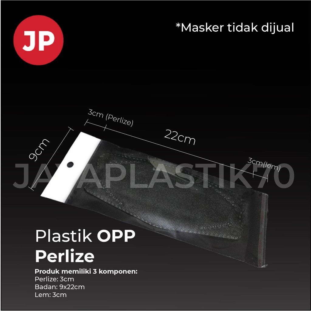 Plastik OPP Perlize Uk 9x25/22 +3cm(lem) untuk masker kf94, aksesoris, souvenir, isi: 100 lembar per
