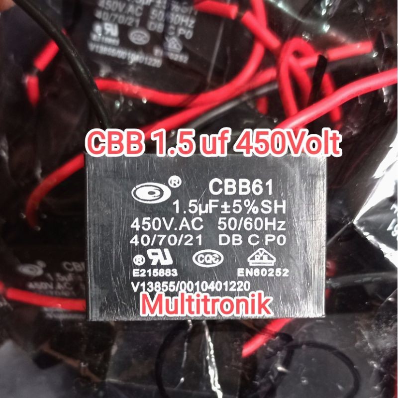 CBB 1.5uf 450 Volt kapasitor kipas angin 1.5uf 450Volt