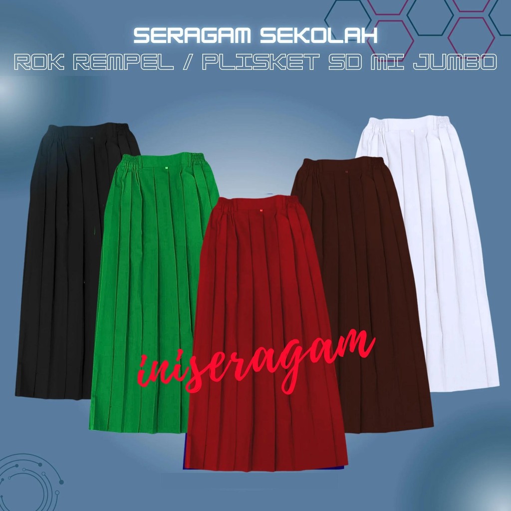 Rok Rempel Jumbo Seragam Sekolah SD MI / Seragam Sekolah bawahan Rok Rempel Ukuran Jumbo BIG SIZE Wa