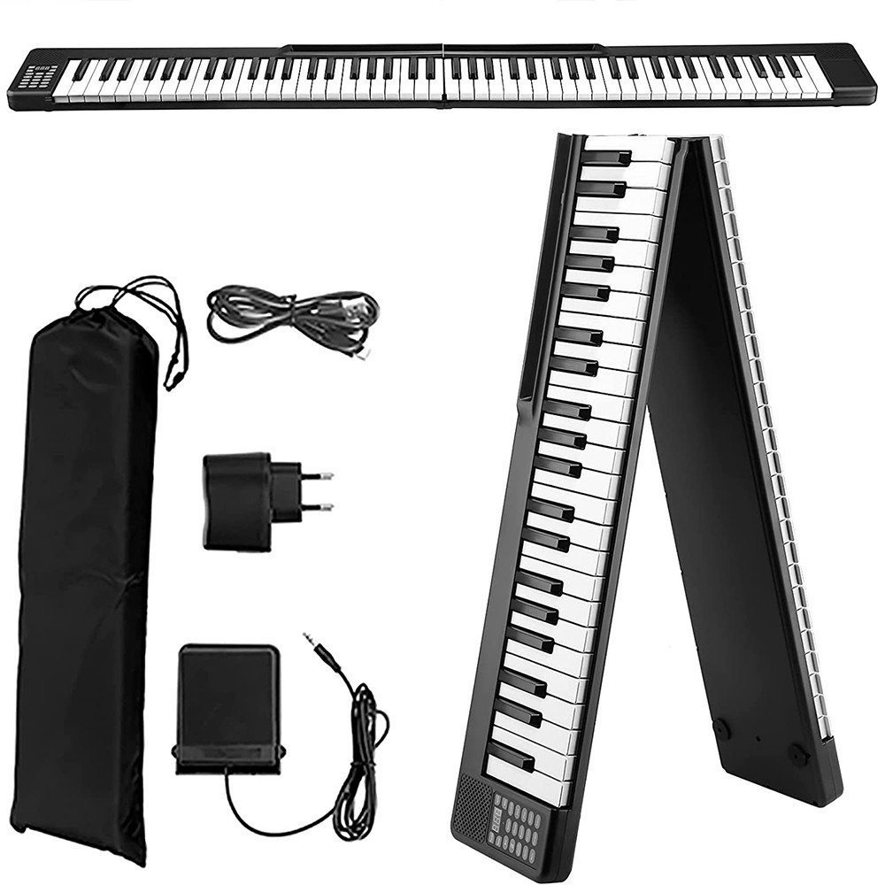 Portable Folding Piano for Beginner, Practice Keyboard, Splicing Piano, Hand Roll, 88 Keys