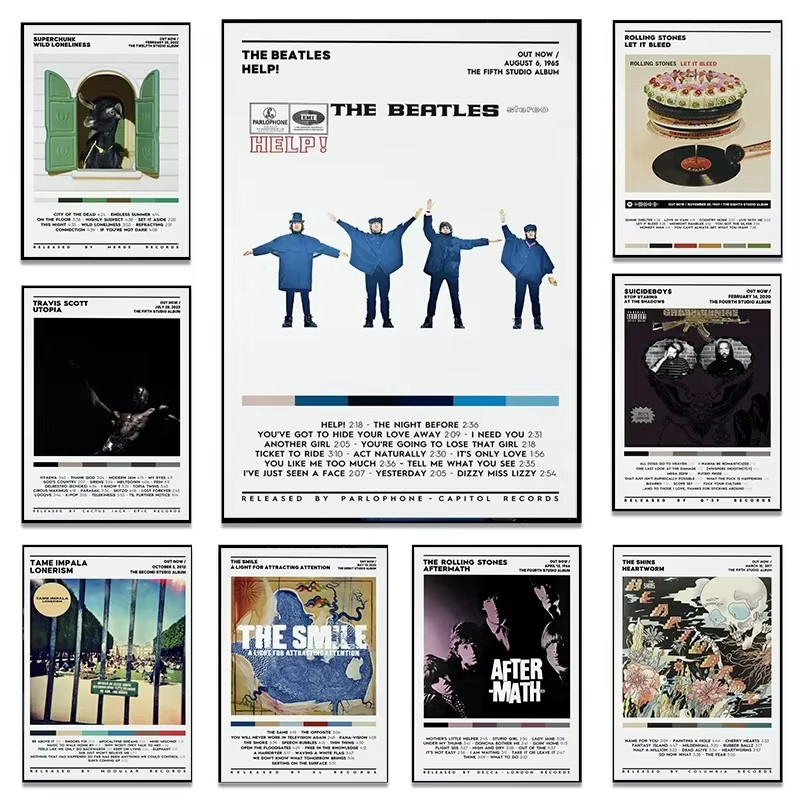 

R-Rolling Stones Tame Impala Pop Music Album Cover Collection Poster Canvas Painting Wall Art Picture for Room Home Decor Gift