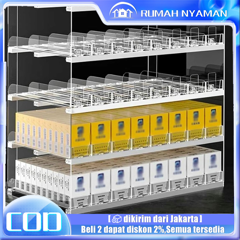 6 Pcs RAK PUSHER ROKOK ACRILIK BENING OTOMATIS DISPLAY MINIMARKET DAN SUPERMARKET RAK PUSHER ROKOK A