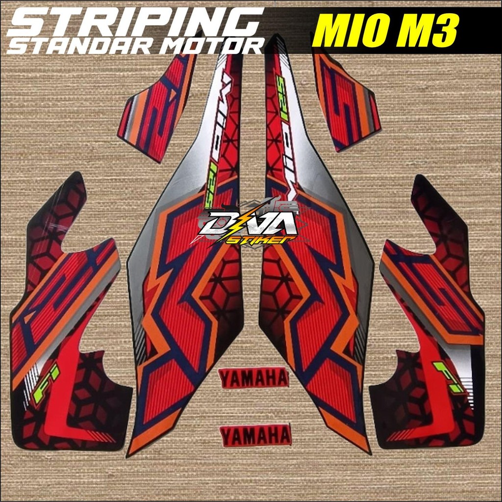 Striping Yamaha Mio m3 125 mio125 2024 hitam merah list body standar