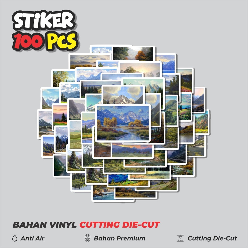

Terbaru! 50 pcs Stiker INS Landscape Oil Painting Dekorasi Lucu Kreatif untuk Notebook, Skateboard, HP