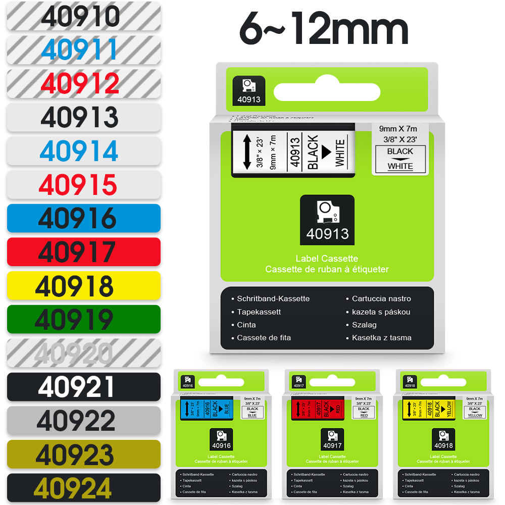 

1PCS 15 Colors D1 Tape 45013 40913 43610 40910 for Dymo D1 Tapes Label Ribbon Compatible Dymo LabelManager LM160 LM280 Printer