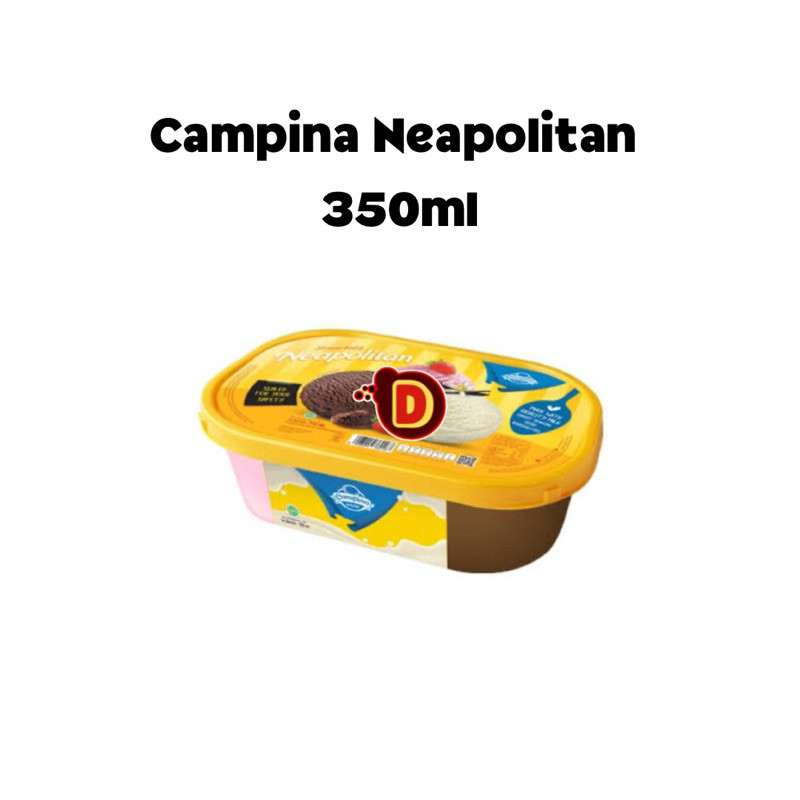 

Es Krim Campina 3 rasa Neapolitan 350ml coklat vanila stoberi es cream box creamy dan lembut