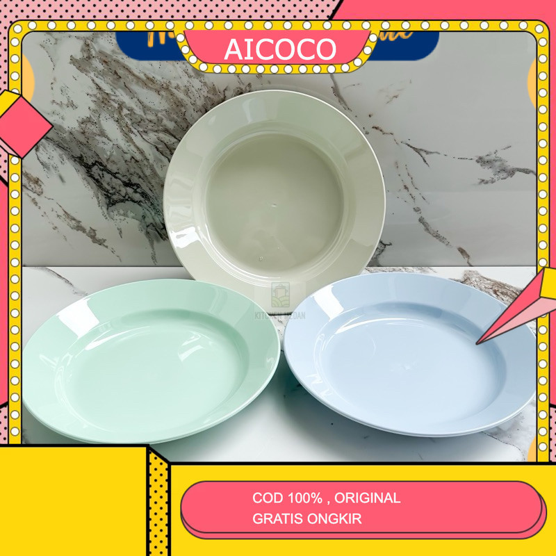 AICOCO HOUSEWARE - Isi 12 Pcs Piring Makan Plastik Melamin Lusinan PECAH BELAH