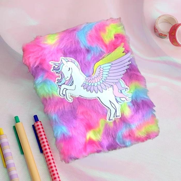 

READY PENTHOUSE Buku Note Motif Bulu Diary Unicorn Bulu Buku Tulis Anak Kuda Pony Karakter - Rainbow 1 SIAP KIRIM