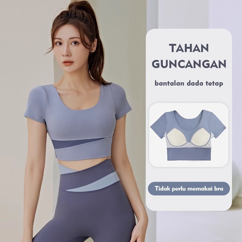 Setelan Baju Olahraga Wanita (Kaos Bra + Legging Panjang) YF055