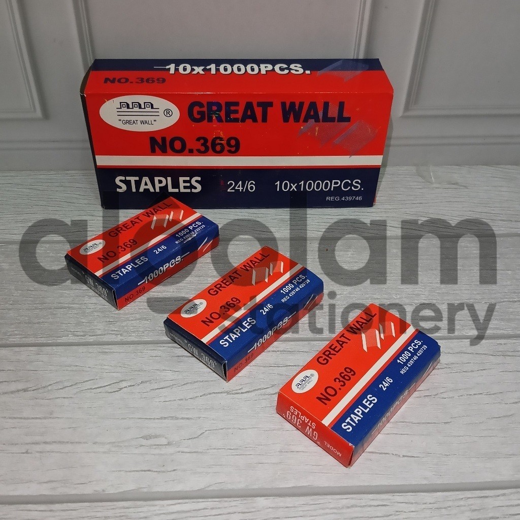 

SATU PACK ( 10 BOX KECIL ) Isi Staples Besar Great Wall No. 03 Lengkap