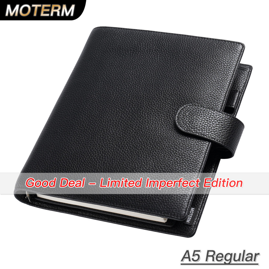 

Limited Imperfect Moterm A5 Regular Rings Planner with 19MM Rings Binder Genuine Pebbled Grain Leather Notebook Sketchbook Diary