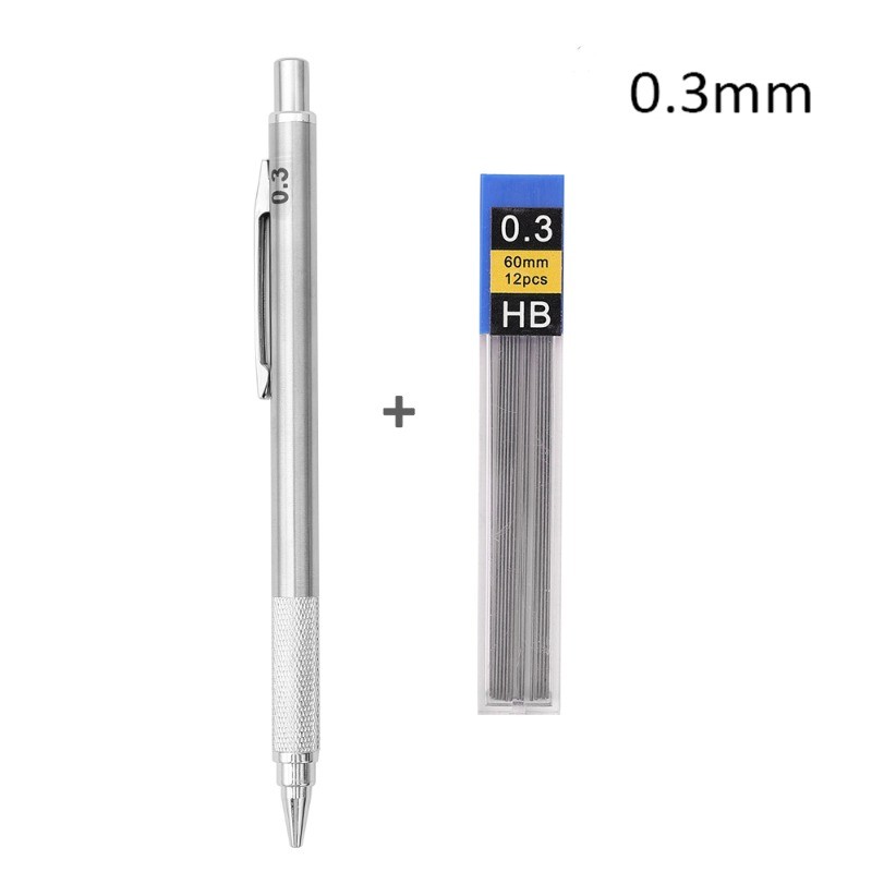 

0.3 0.5 0.9 1.3 2.0mm Metal Mechanical Pencil Set with HB Leads Art Drawing Painting Automatic Pencil Office School Stationary
