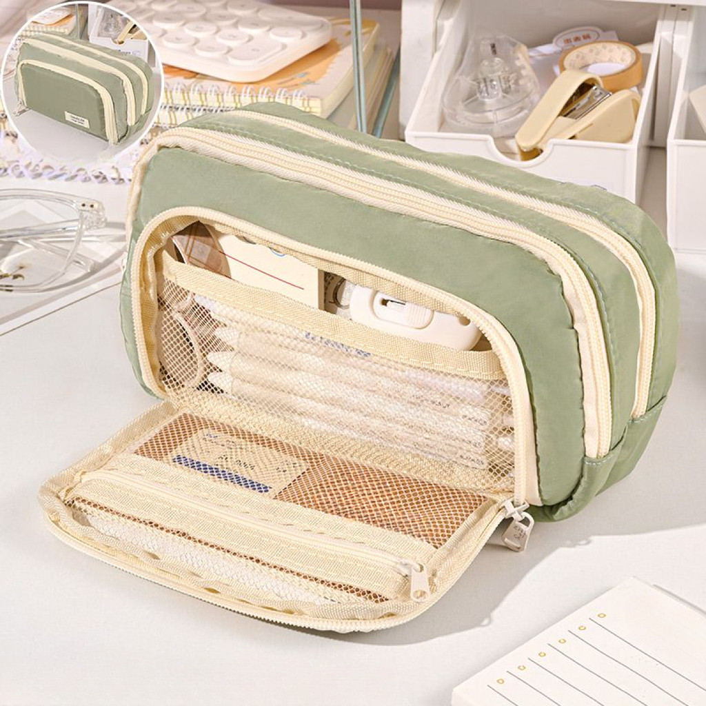 

A Large-capacity Multi-layer Pencil Case, A Simple Multi-purpose Student Stationery Box And Makeup Storage Bag