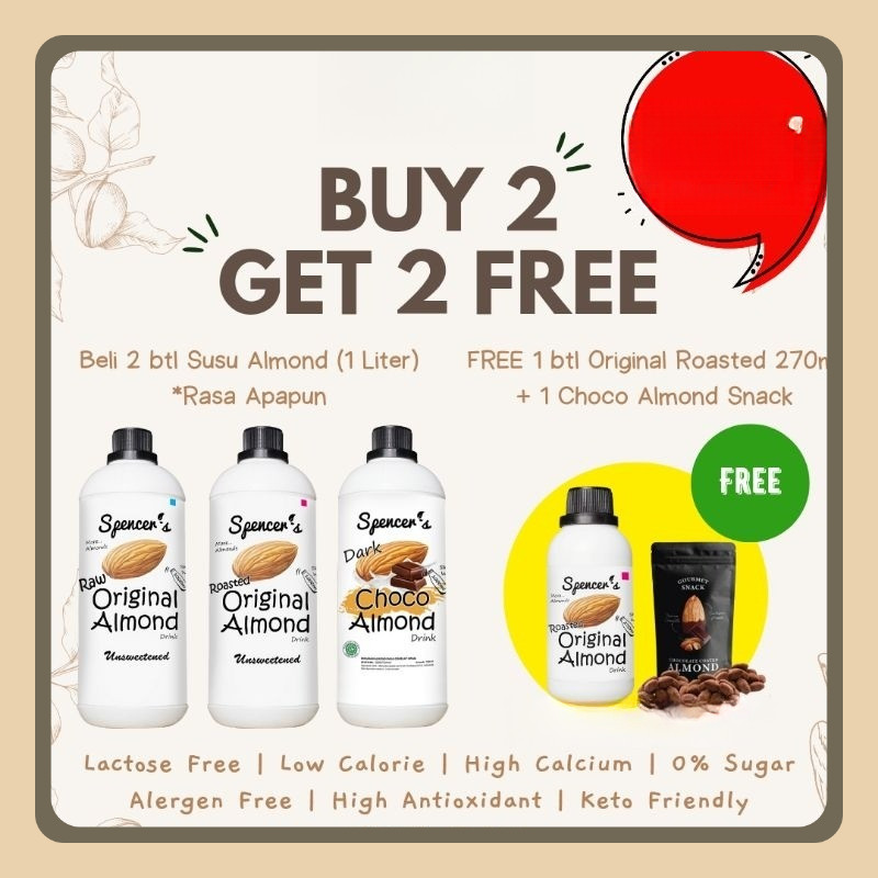 

Spencer's Susu Almond (1000ml) SUGAR FREE ASI BOOSTER HIGH CALCIUM LOW CALORIE Spencers Murah Promo