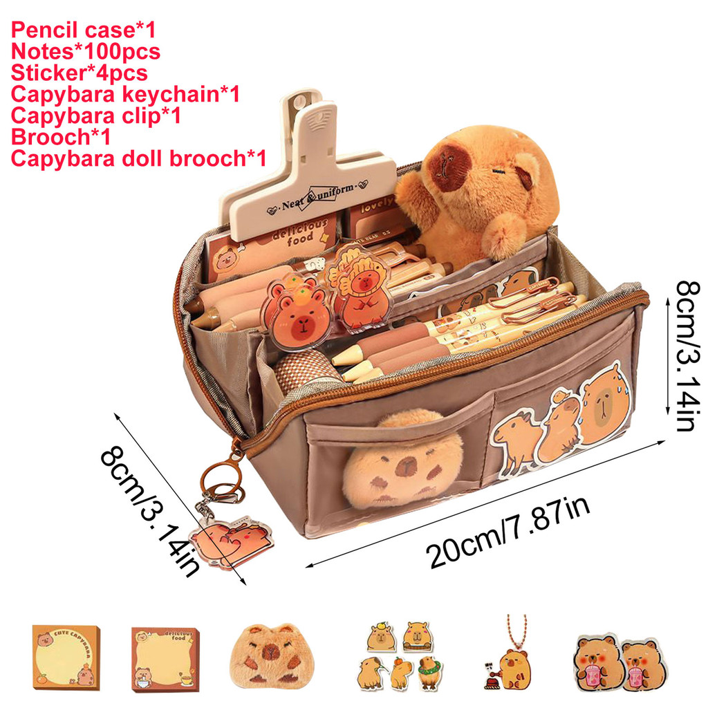 

Clear Pencil Pouch With Cute Capybara Plush And Stickers Doll Pencil Pouch Cute Office Stationary Makeup Bag Cute Stationery Bag