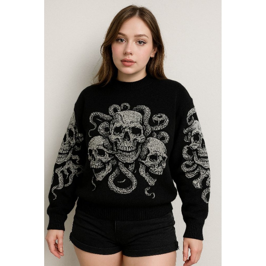 SWEATER RAJUT / PRIA & WANITA / SKULL & SNAKE / KJR KNITWEAR