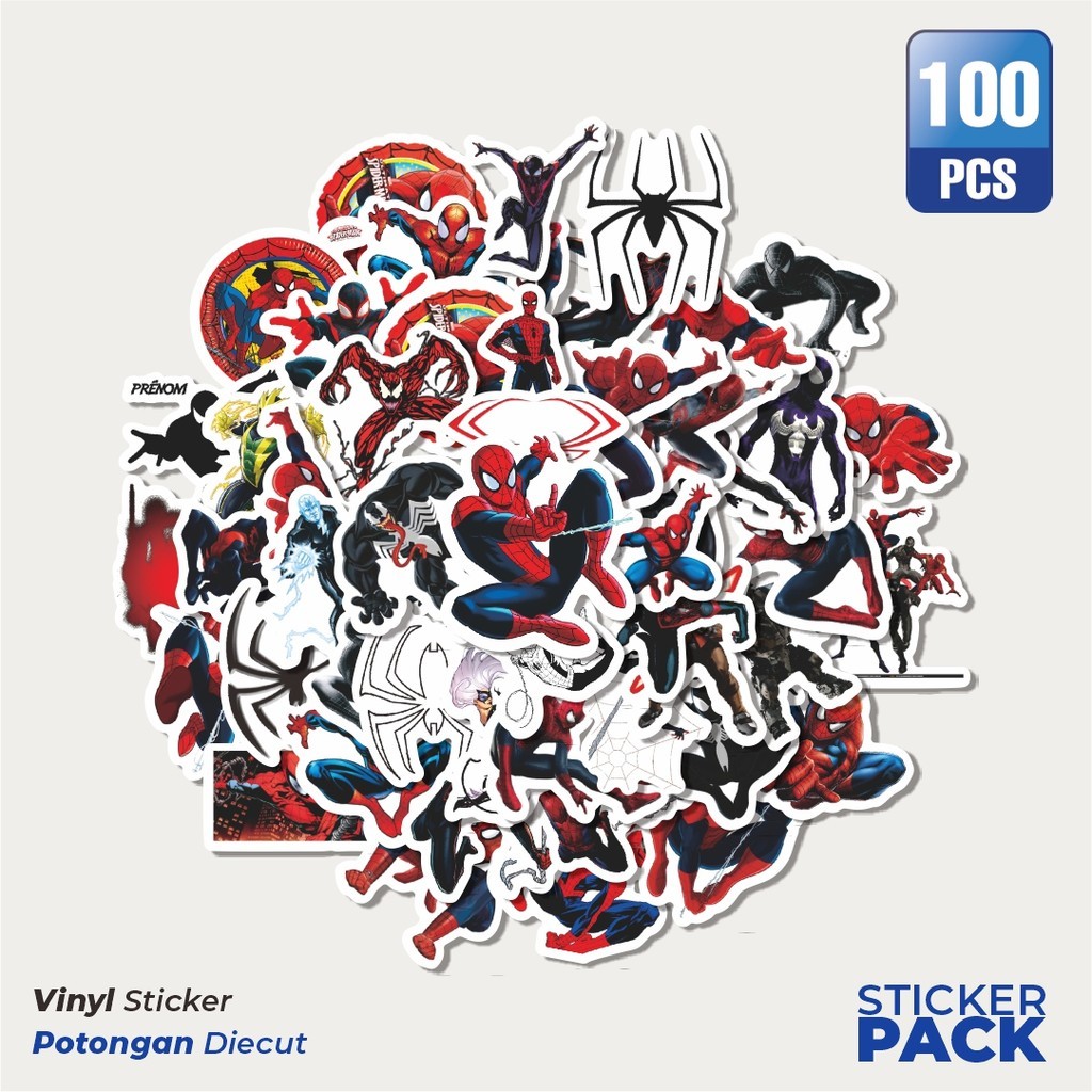 

100 PCS STIKER Ultimate Spider Man Sticker Waterproof Aesthetic- Untuk Laptop, Motor, dan Helm - Paper Stationery Pack