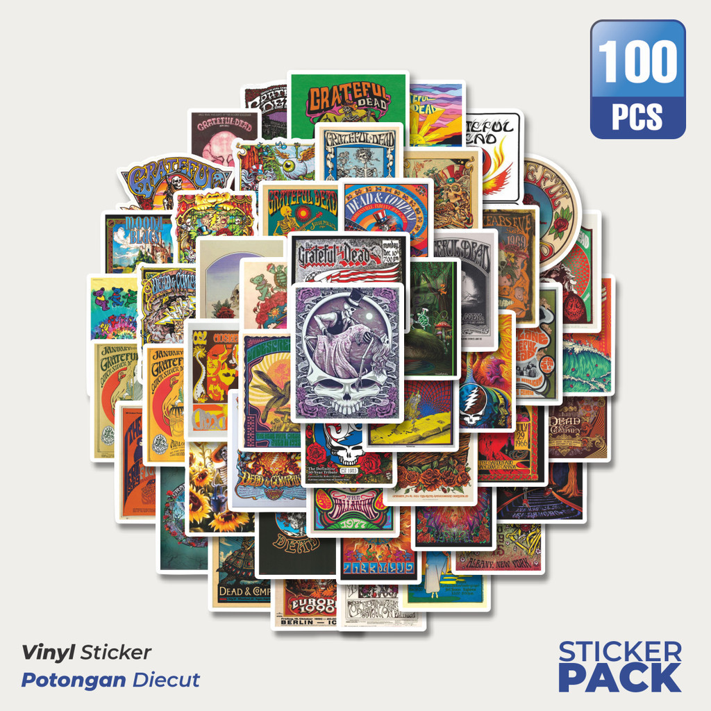 

MURAH 100 PCS Stiker Poster Grateful Dead Retro Waterproof Aesthetic- Untuk Laptop, Motor, dan Helm - Paper Stationery Pack
