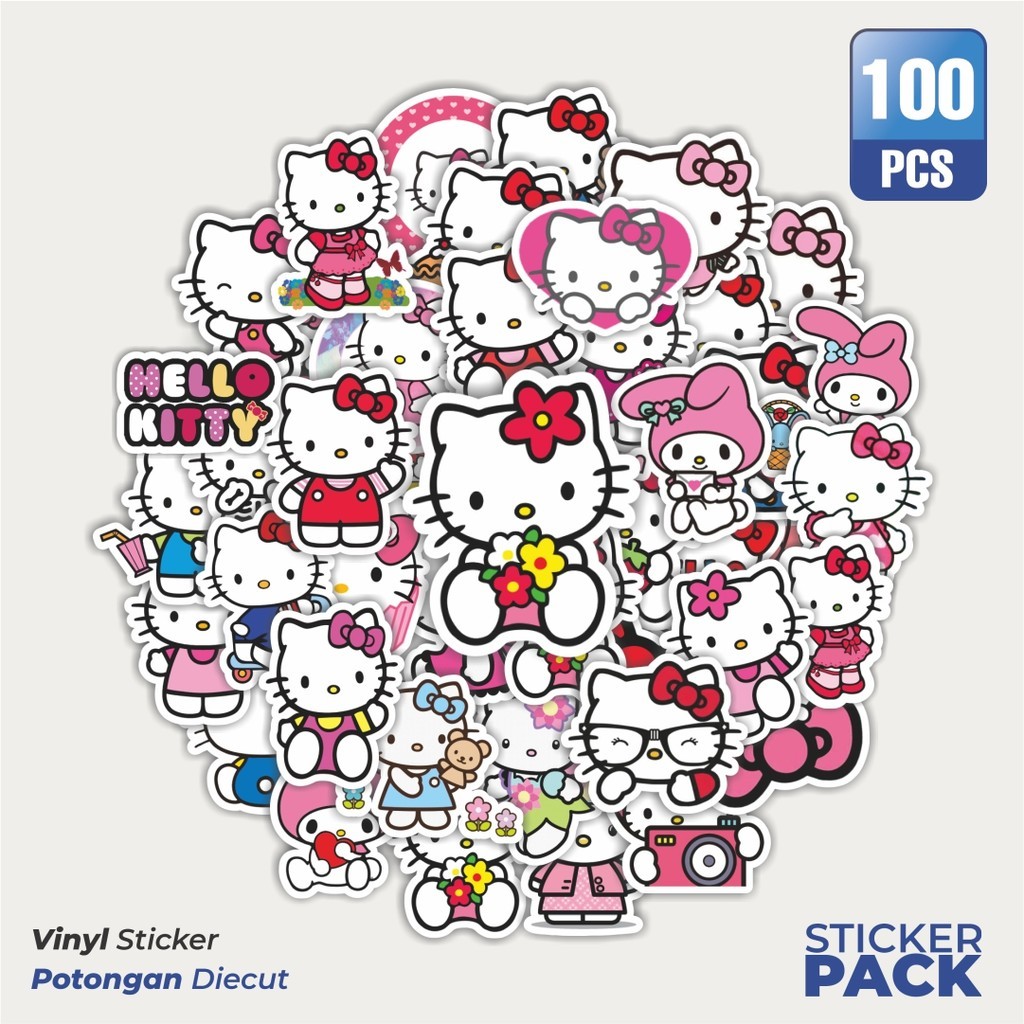 

Stiker Vinyl Stiker Kartun Hello Kitty Waterproof Aesthetic- Untuk Laptop, Motor, dan Helm - Paper Stationery Pack