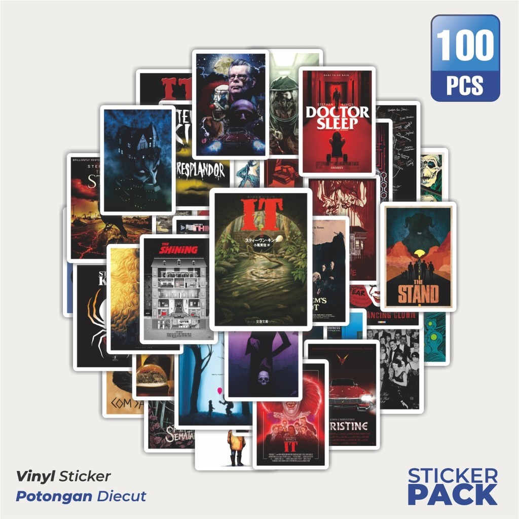 

MURAH 100 PCS Stiker Poster Film/Novel Karya Stephen King Waterproof Aesthetic- Untuk Laptop, Motor, dan Helm - Paper Stationery Pack