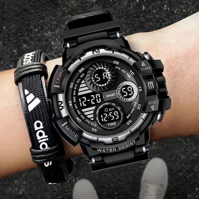CUCI GUDANG 5PCS Jam Tangan Digital Olahraga Pria Dengan Gelang Jam Tangan Alarm Tanggal Waktu Tahan