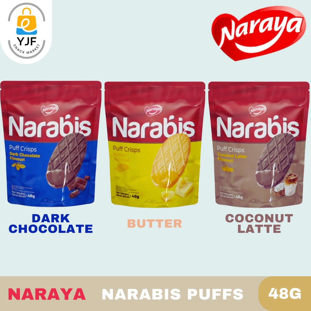 

Naraya Narabis Puff [48G] / Puff Crips / Butter / Coconut Latte / Chocolatte / Biskuit / Cookies / Snack Import