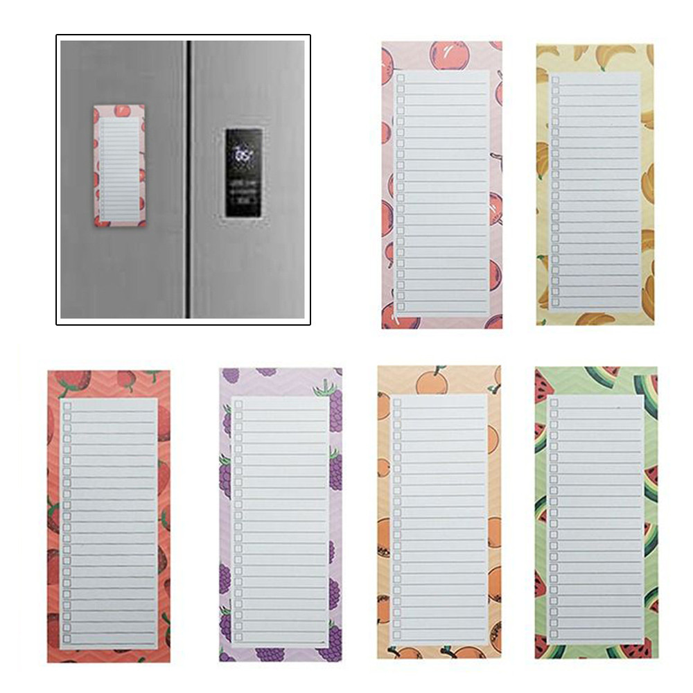 

50 Sheets Magnetic Note Pad Removable Sticky Planner Memo Pad For Fridge Fruits Printed Pattern Plan Book To Do List Stationery