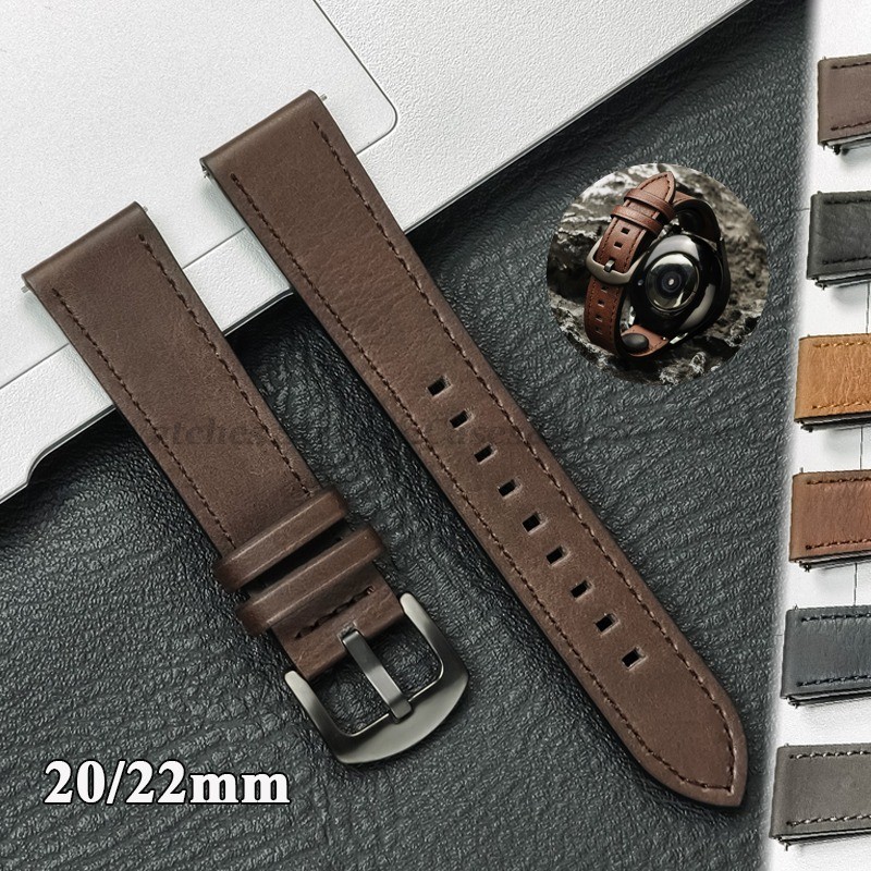 20mm 22mm Leather Strap for Samsung Galaxy Watch 7 6 5 4 40mm 44mm GearS3 Band Vintage Brown Bracele
