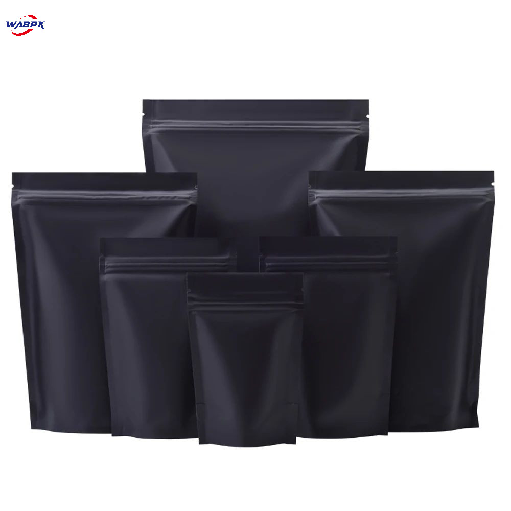 

100Pcs/Lot Matte Black Aluminum Mylar Foil Zip Lock Stand Up Bag Self Grip Seal Tear Notch Food Snack Chocolate Storage Doypack