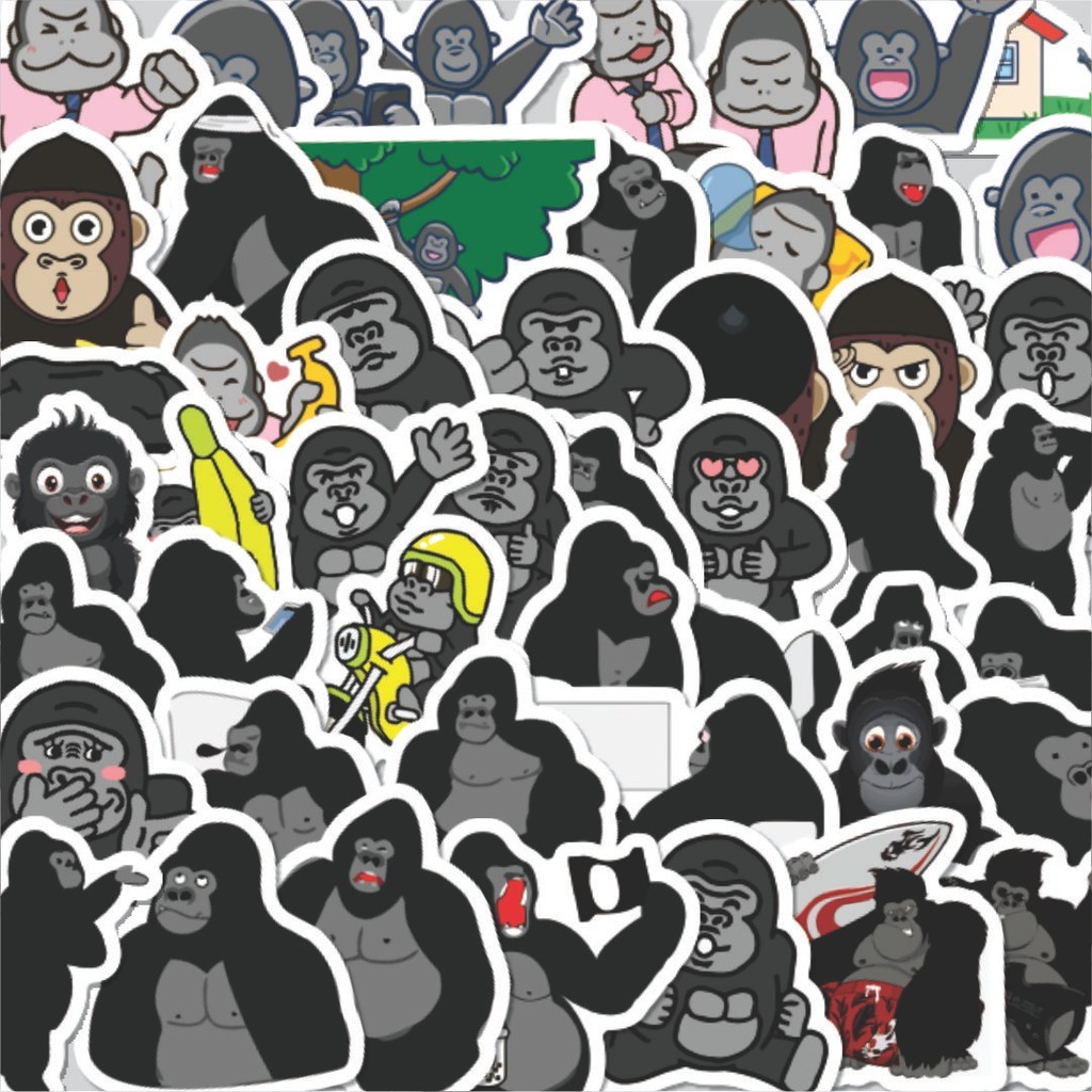 

Stiker Cutting Pack Stiker Hewan Gorila Isi 100Pcs Series Aesthetic Lucu Keren Untuk Koper Bahan Vynil