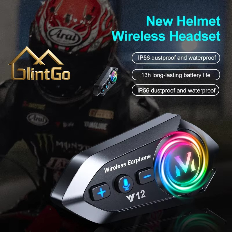 Headset Interkom Bluetooth Interkom Helm Jarak Jauh 500m Anti Noise Interkom Motor Bisa Denger Musik
